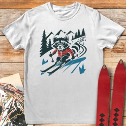 Rascall Racoon Skier T Shirt Gift For Skier