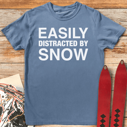 Easily Distracted T Shirt Gift For Skier