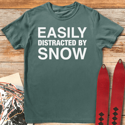 Easily Distracted T Shirt Gift For Skier