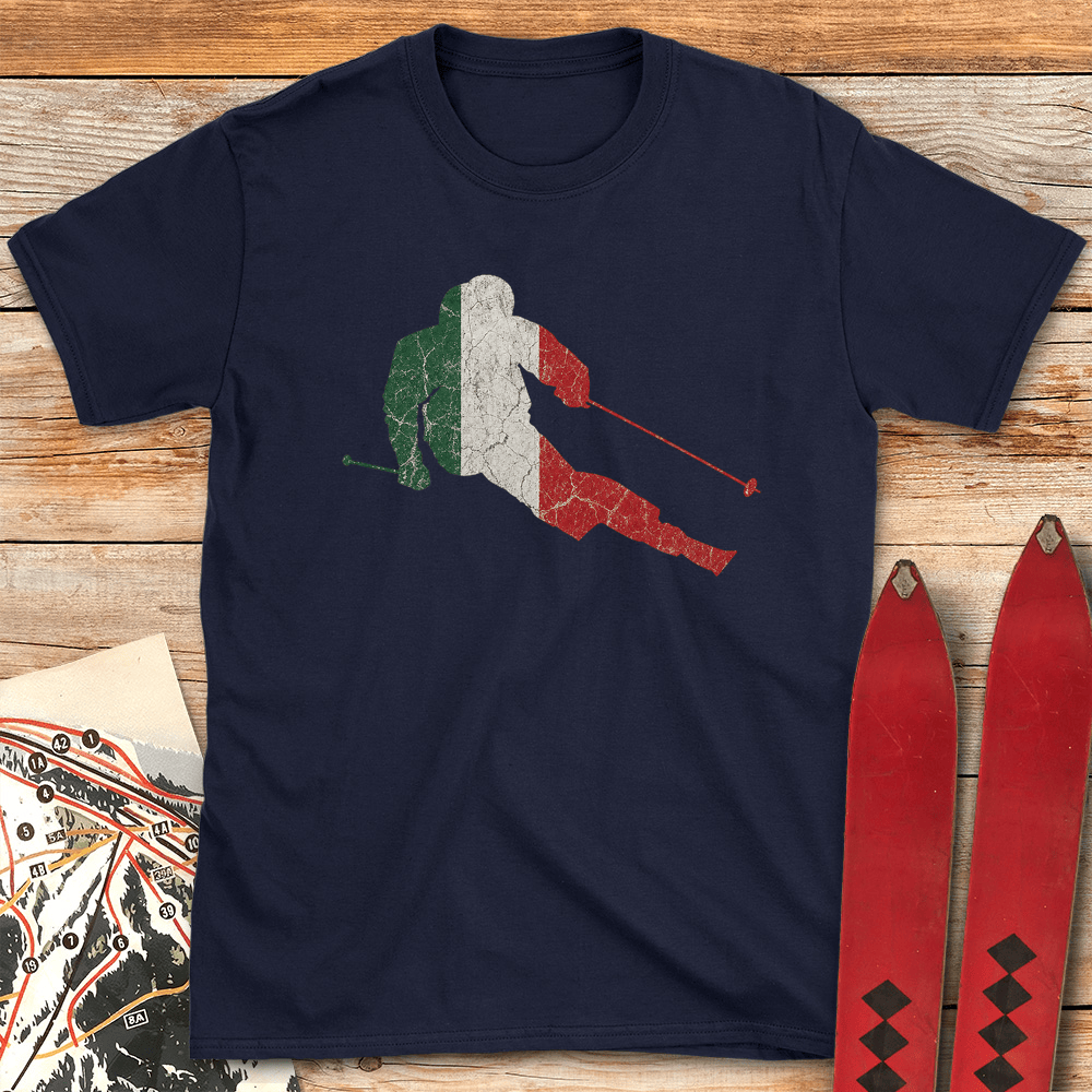 Italian Ski Flag T Shirt Gift For Skier