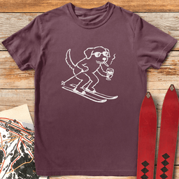 French Ski Dog T Shirt Gift For Skier