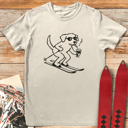 French Ski Dog T Shirt Gift For Skier