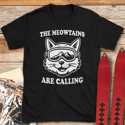Meow Cat T Shirt Gift For Skier