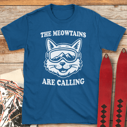 Meow Cat T Shirt Gift For Skier