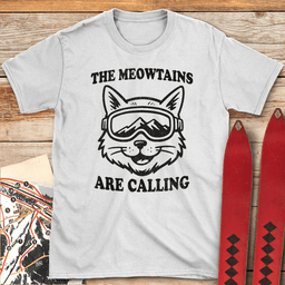 Meow Cat T Shirt Gift For Skier