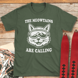 Meow Cat T Shirt Gift For Skier