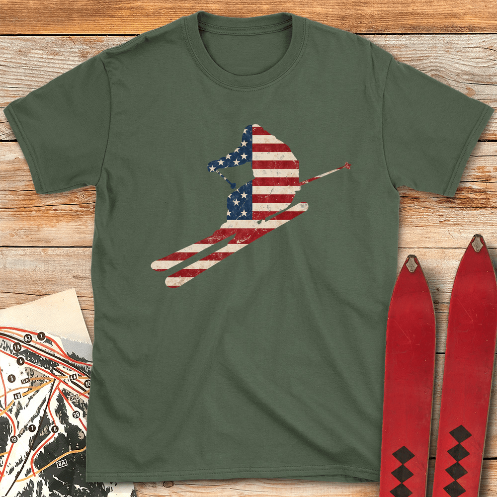 Drop In USA T Shirt Gift For Skier