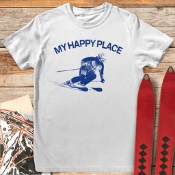 My Happy Place T Shirt Gift For Skier