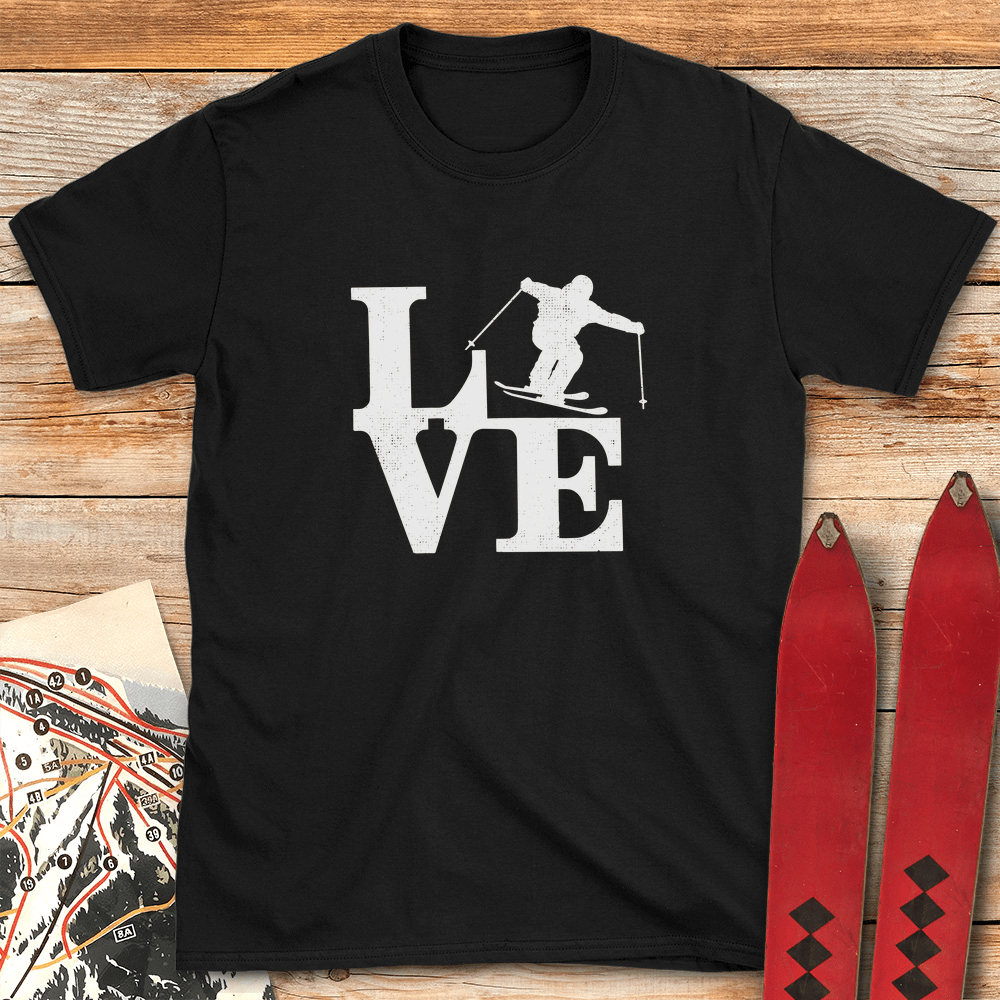 Love Sign Ski T Shirt Gift For Skier