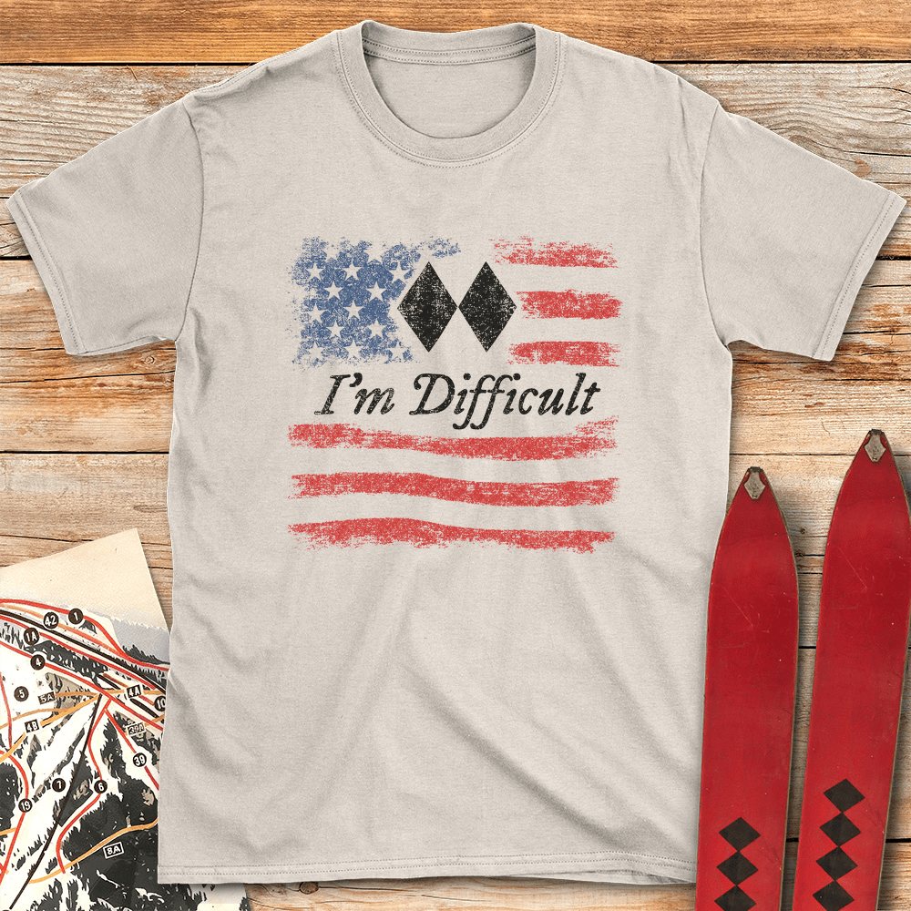 Im Difficult American Distressed T Shirt Gift For Skier