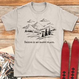 My Happy Place T Shirt Gift For Skier