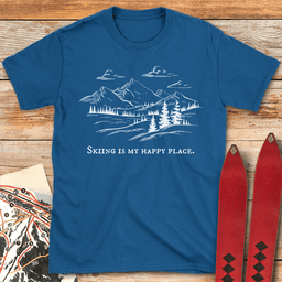My Happy Place T Shirt Gift For Skier