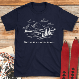 My Happy Place T Shirt Gift For Skier