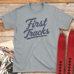 First Tracks T Shirt Gift For Skier
