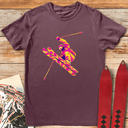 Pink Purple Planks T Shirt Gift For Skier