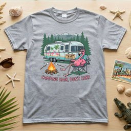 Hilarious Flamingo RV Camping T Shirt Camping Hair Dont Care Trip Tee Gift For Flamingo Lover