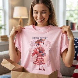 Land Of The Free Patriotic Chic Flamingo July 4th Shirt T Shirt Gift For Flamingo Lover