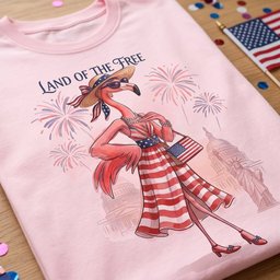 Land Of The Free Patriotic Chic Flamingo July 4th Shirt T Shirt Gift For Flamingo Lover
