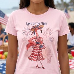 Land Of The Free Patriotic Chic Flamingo July 4th Shirt T Shirt Gift For Flamingo Lover