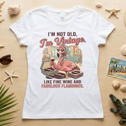 Fabulous Vintage Flamingo Wine T Shirt Funny Not Old Aging Gift For Women