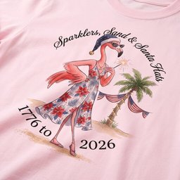 Sparklers Sand And Santa Hats Christmas In July Flamingo Shirt T Shirt Gift For Flamingo Lover