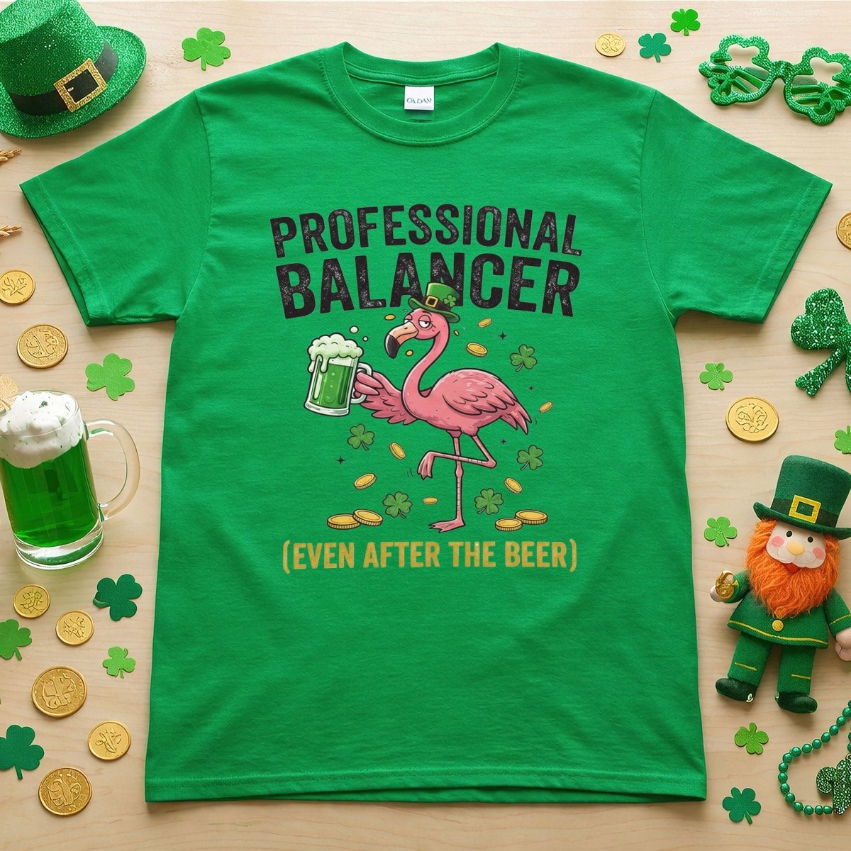 Professional Balancer Even After Beer Flamingo St Patricks Day T Shirt Gift For Flamingo Lover