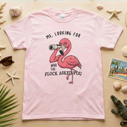 Sarcastic Flamingo Looking For Who The Flock Asked You Sassy Humor T Shirt Gift For Flamingo Lover