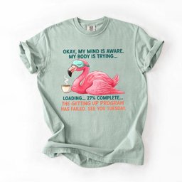 Hilarious Tired Flamingo Coffee The Ultimate Getting Up Program T Shirt Gift For Flamingo Lover