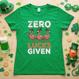 Zero Lucks Given Flamingo St Patricks Day Funny Saying Sarcastic Irish Party T Shirt Gift For Women