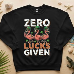 Zero Lucks Given Flamingo St Patricks Day Funny Saying Sarcastic Irish Party T Shirt Gift For Women