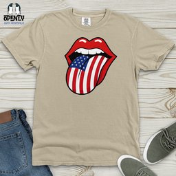 American Flag Tongue Heavy Cotton Comfort Colors Tee Gift For Animal Lover