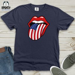 American Flag Tongue Heavy Cotton Comfort Colors Tee Gift For Animal Lover