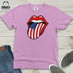 American Flag Tongue Heavy Cotton Comfort Colors Tee Gift For Animal Lover