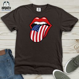 American Flag Tongue Heavy Cotton Comfort Colors Tee Gift For Animal Lover