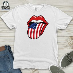 American Flag Tongue Heavy Cotton Comfort Colors Tee Gift For Animal Lover