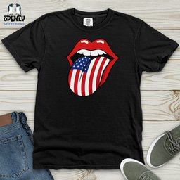American Flag Tongue Heavy Cotton Comfort Colors Tee Gift For Animal Lover