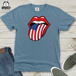 American Flag Tongue Heavy Cotton Comfort Colors Tee Gift For Animal Lover