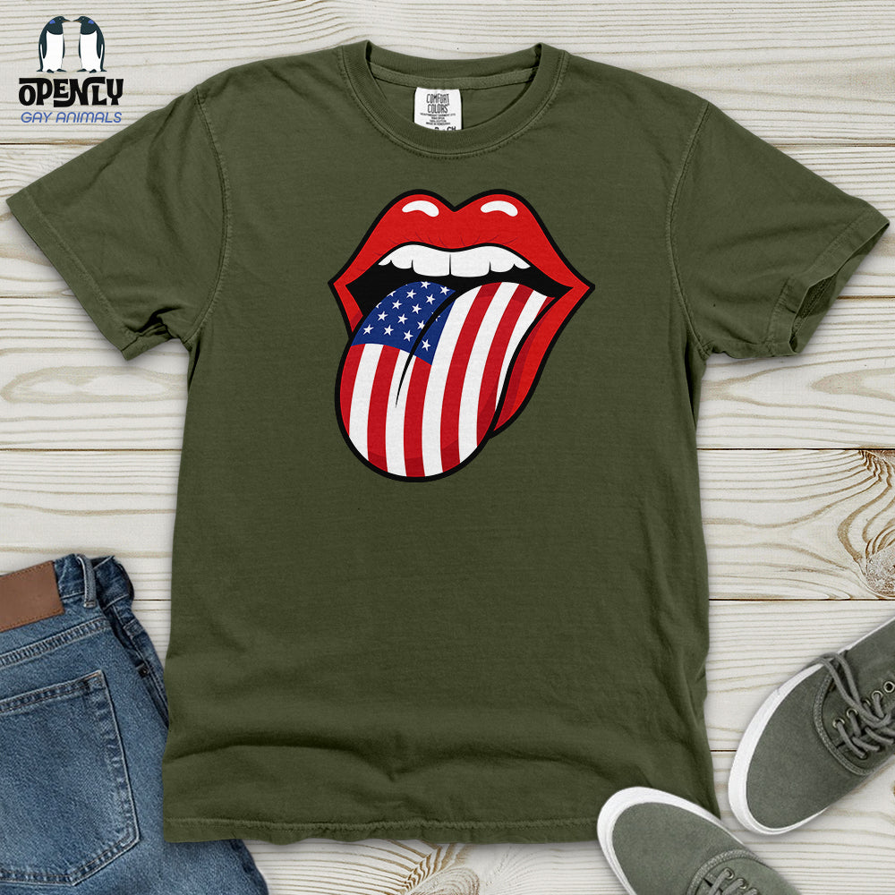American Flag Tongue Heavy Cotton Comfort Colors Tee Gift For Animal Lover