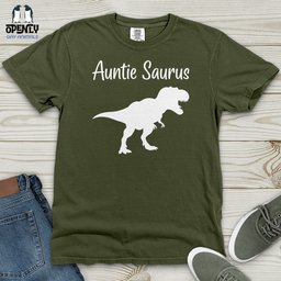 Auntie Saurus Heavy Cotton Comfort Colors Tee Gift For Animal Lover