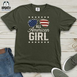 All American Girl Heavy Cotton Comfort Colors Tee Gift For Animal Lover