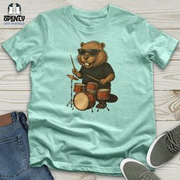 Beaver Playing Drum Unisex T Shirt Gift For Animal Lover