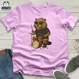 Beaver Playing Drum Unisex T Shirt Gift For Animal Lover