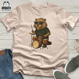 Beaver Playing Drum Unisex T Shirt Gift For Animal Lover
