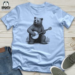 Bear Playing Banjo Softstyle Tee Gift For Animal Lover