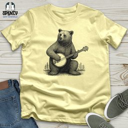 Bear Playing Banjo Softstyle Tee Gift For Animal Lover