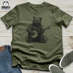 Bear Playing Banjo Softstyle Tee Gift For Animal Lover