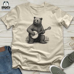 Bear Playing Banjo Softstyle Tee Gift For Animal Lover