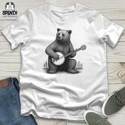 Bear Playing Banjo Softstyle Tee Gift For Animal Lover