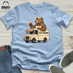 Bear Ice Cream Truck Unisex T Shirt Gift For Animal Lover