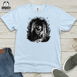 Bear Reading Book In Forest Heavy Cotton Comfort Colors Tee Gift For Animal Lover